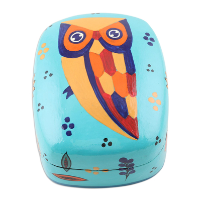 Decorative Papier Mache Owl-Motif Box