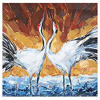 'Dancers' - Acrylic Bird Painting on Canvas