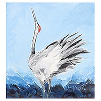 'Memories' - Acrylic Crane Painting on Canvas