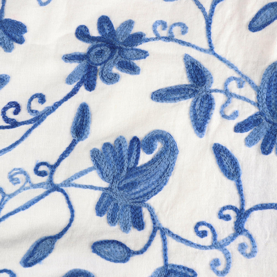 Funda nórdica de algodón cosida en cadeneta (full/queen) - Edredón de algodón con motivo floral cosido en cadeneta (full/queen)