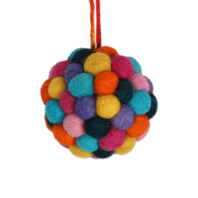 Wool holiday ornaments, 'Disco Christmas' (set of 5) - Wool Disco Ball Holiday Ornaments (Set of 5)