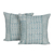 Cotton cushion covers, 'Jade Sea' (pair) - Cotton Cushion Covers with Geometric Patterns (Pair) thumbail