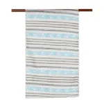 Cotton scarf, 'Paisley Breeze' - Striped Grey Cotton Chanderi Scarf from India