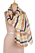 Cotton scarf, 'Paisley in Amber' - Striped Paisley Chanderi Cotton Scarf