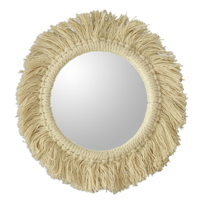 Cotton Macrame Wall Mirror from India