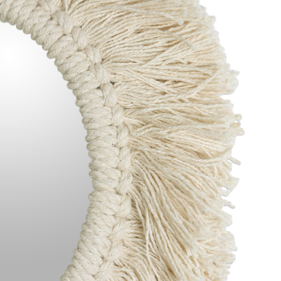 Espejo de pared de macramé de algodón - Espejo de pared de macramé de algodón de la India