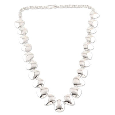 Sterling silver link necklace, 'Sparkling Triangles' - Handmade Sterling Silver Link Necklace from India