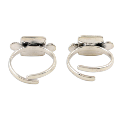 Sterling silver toe rings, 'Sky Plaza' (pair) - Hand Made Sterling Silver Toes Rings from India (Pair)