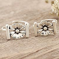 Sterling silver toe rings, Glimmering Petals (pair)