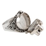 Multi-gemstone locket ring, 'Birthday Quartet' - Birthstone and Sterling Silver Locket Ring