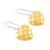 Sterling silver dangle earrings, 'Checkered Heart in Yellow' - Checkered Sterling Silver Dangle Earrings