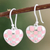 Sterling silver dangle earrings, 'Checkered Heart in Pink' - Sterling Silver Pink Heart Dangle Earrings