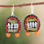 Ceramic dangle earrings, 'Warli Tribal' - Hand Painted Ceramic Dangle Earrings thumbail