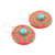 Pendientes colgantes de cerámica - Pendientes colgantes de cerámica rosa y verde