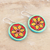 Ceramic dangle earrings, 'Rangoli' - Ceramic Floral-Motif Dangle Earrings