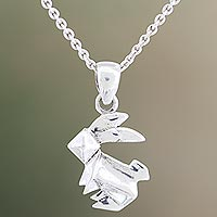 Sterling silver pendant necklace, 'Geometric Rabbit' - Sterling Silver Rabbit-Motif Pendant Necklace