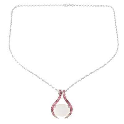Hand Made Ruby and Moonstone Pendant Necklace