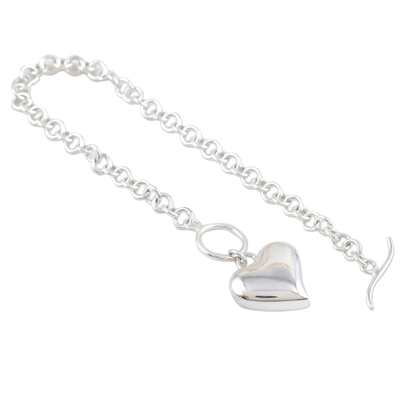 Sterling silver charm bracelet, 'Expectation of Love' - Sterling Silver Heart Charm Bracelet