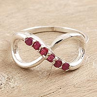 Ruby cocktail ring, 'Forever Pink' - Ruby Infinity-Motif Cocktail Ring
