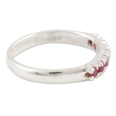 Ruby band ring, 'Pretty Princess' - Sterling Silver and Ruby Band Ring