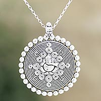 Sterling silver pendant necklace, 'Center of Everything' - Hand Crafted Sterling Silver Pendant Necklace