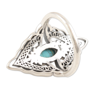 Sterling silver cocktail ring, 'Majestic Sky' - Hand Made Sterling Silver Cocktail Ring from India