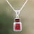 Garnet pendant necklace, 'Passionate Lady' - Garnet and Sterling Silver Pendant Necklace from India