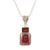 Garnet pendant necklace, 'Passionate Lady' - Garnet and Sterling Silver Pendant Necklace from India