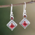 Garnet dangle earrings, 'Blissful Red' - Hand Crafted Garnet and Sterling Silver Dangle Earrings thumbail