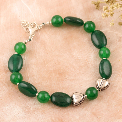 Onyx and aventurine beaded bracelet, 'Green Goodwill' - Green Onyx and Aventurine Beaded Bracelet from India