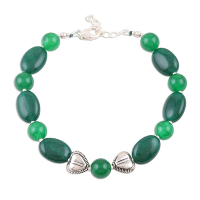 Green Onyx and Aventurine Beaded Bracelet from India