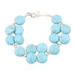 Calcite beaded bracelet, 'Like Clockwork' - Hand Crafted Sterling Silver and Calcite Beaded Bracelet