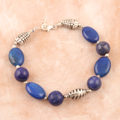 Lapislazuli-Perlenarmband - Armband aus Sterlingsilber und Lapislazuli-Perlen