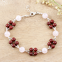 Featured review for Sunstone and rose quartz beaded bracelet, Passionate Duo