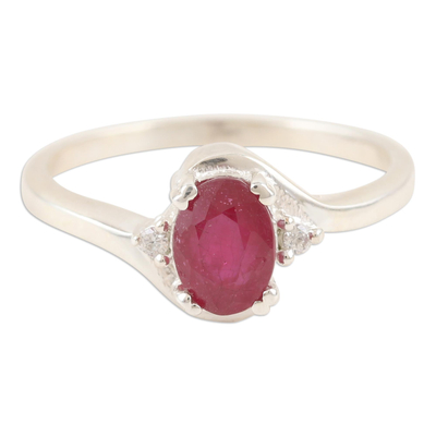 Ruby and Cubic Zirconia Cocktail Ring from India