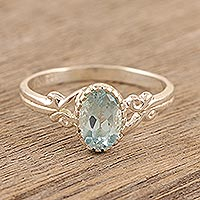 Blue topaz cocktail ring, Pacific Tides