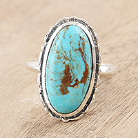 Sterling silver cocktail ring, 'Marbled Sea' - Hand Crafted Sterling Silver Cocktail Ring