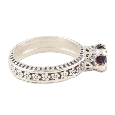 Amethyst solitaire ring, 'Wonder Years' - Amethyst and Sterling Silver Solitaire Ring