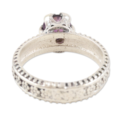 Amethyst solitaire ring, 'Wonder Years' - Amethyst and Sterling Silver Solitaire Ring