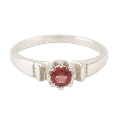 Garnet and Sterling Silver Solitaire Ring