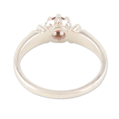 Garnet solitaire ring, 'Inspiring Transformation' - Garnet and Sterling Silver Solitaire Ring