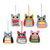 Wool felt ornaments, 'Magical Owls' (set of 6) - Multicolored Felt Owl Ornaments (Set of 6) thumbail