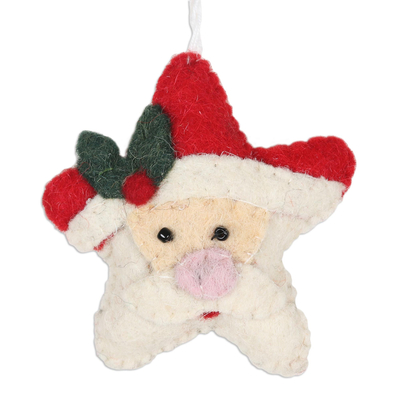 Wool felt ornaments, 'Stars of Christmas' (set of 5) - Assorted Christmas Ornaments (Set of 5)
