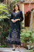Embroidered cotton sheath dress, 'Midnight Bliss' - Cotton Maxi Dress with Chikankari Hand Embroidery thumbail