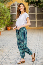 Tie-dye viscose pants, 'Breezy Stripes' - Striped Tie-Dye Viscose Pants from India