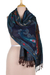 Hand-embroidered wool shawl, 'Paisley Dreams' - Hand-Embroidered Midnight Blue Wool Shawl (image 2a) thumbail