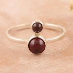 Garnet cocktail ring, 'Below the Moon' - Indian Garnet and Sterling Silver Cocktail Ring