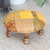 Upholstered ottoman footstool, 'Morning Sunshine' - Hand-Embroidered Ottoman Footstool from India