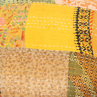 Reposapiés otomano tapizado - Reposapiés otomano bordado a mano de la India
