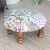 Upholstered ottoman footstool, 'Party Confetti' - Upholstered Cotton and Wood Footstool